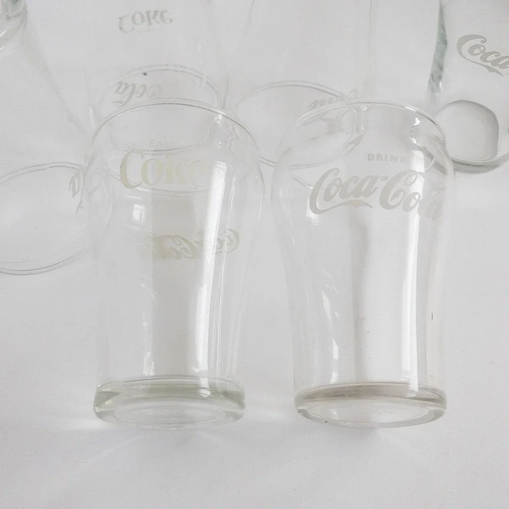 Coca-Cola Drinking Glasses Unisex OS Clear Bell Shape Logo Glass Set of‎ 6